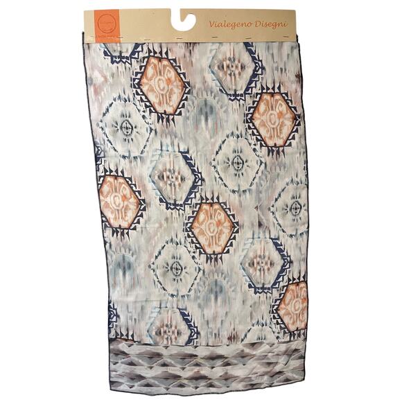 One of a Kind Silk Scarf Manufacture Sample - Vialegeno Disegni Italy 18" x 32" - Picture 1 of 10